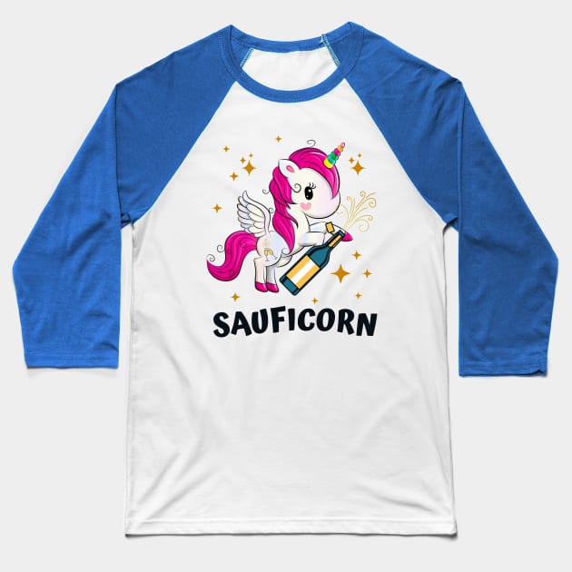 Sauficorn Lustiges Einhorn Sekt Party Frauen Baseball T-Shirt by Foxxy Merch